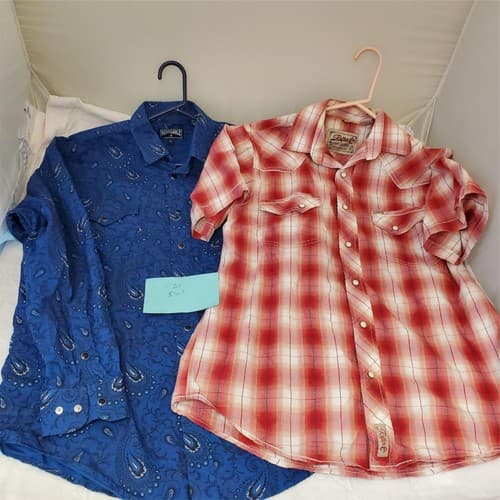 Rafter Short Sleeve & Panhandle Long Sleeve Shirts Blue and Red Size Medium - Image 1