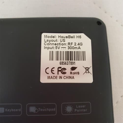 HausBell H6 Mini Wireless Keyboard Touchpad for PC Smart TV Made of China - Thumbnail 2