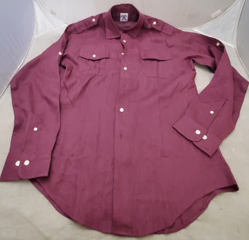 Brooks Brothers Men's Button Down Shirt Size Medium Burgundy Shoulder Epaulets - Image 1