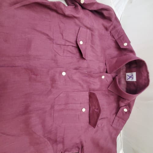 Brooks Brothers Men's Button Down Shirt Size Medium Burgundy Shoulder Epaulets - Thumbnail 4