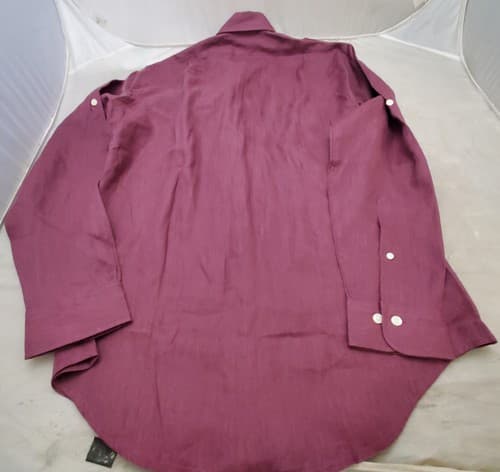 Brooks Brothers Men's Button Down Shirt Size Medium Burgundy Shoulder Epaulets - Thumbnail 7