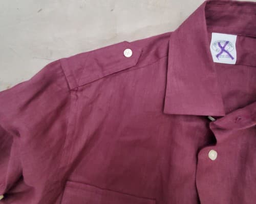 Brooks Brothers Men's Button Down Shirt Size Medium Burgundy Shoulder Epaulets - Thumbnail 6