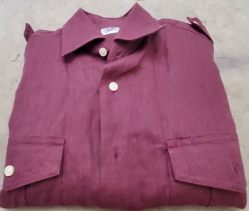 Brooks Brothers Men's Button Down Shirt Size Medium Burgundy Shoulder Epaulets - Thumbnail 8