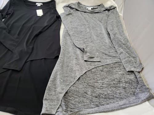 Lot X 2 Bar III Womens Long Sleeve Round Neck Black/Gray Long Wrap Dress Size XS - Thumbnail 2