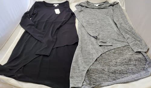 Lot X 2 Bar III Womens Long Sleeve Round Neck Black/Gray Long Wrap Dress Size XS - Image 1