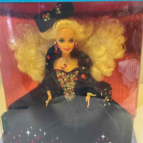 Barbie 1991 - Happy Holidays Barbie Doll - Holiday Treasure in Velvet & Jewel - Thumbnail 2
