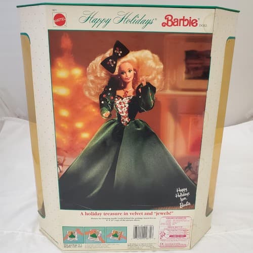 Barbie 1991 - Happy Holidays Barbie Doll - Holiday Treasure in Velvet & Jewel - Thumbnail 4