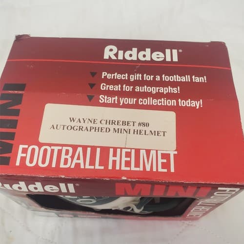 New York Jets Wayne Chrebet #80 Autographed Riddell Mini Football Helmet - Thumbnail 2