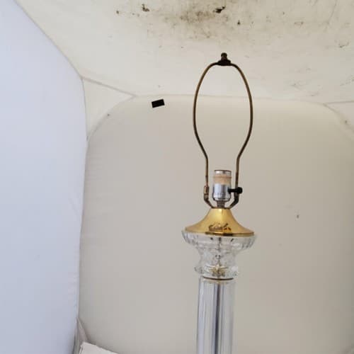 Vintage Solid Cut Crystal Glass And Brass Table Lamps A9 - Thumbnail 4