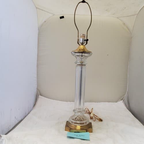 Vintage Solid Cut Crystal Glass And Brass Table Lamps A9 - Image 1