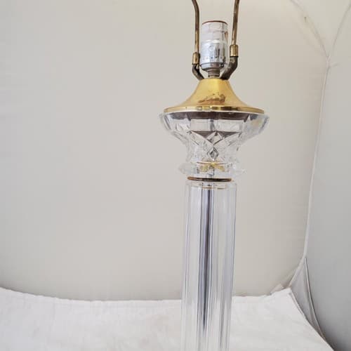 Vintage Solid Cut Crystal Glass And Brass Table Lamps A9 - Thumbnail 8