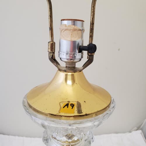 Vintage Solid Cut Crystal Glass And Brass Table Lamps A9 - Thumbnail 10