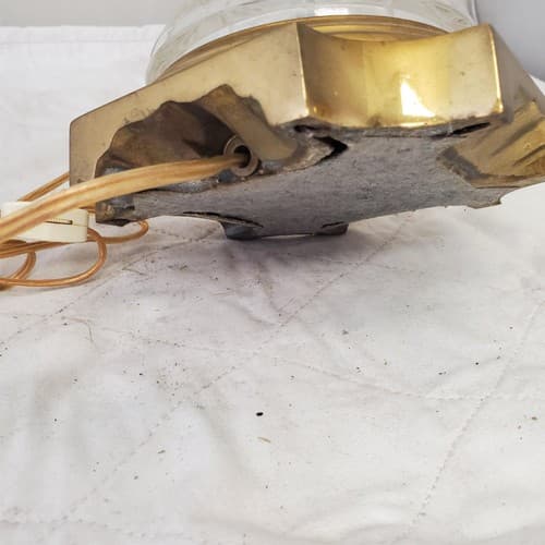 Vintage Solid Cut Crystal Glass And Brass Table Lamps A9 - Thumbnail 9