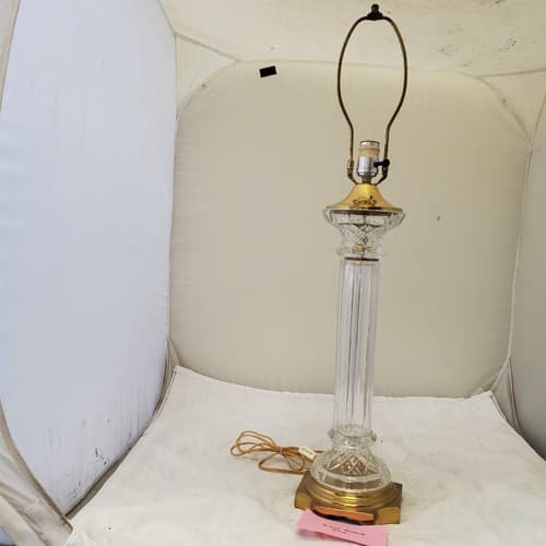 Vintage Solid Cut Crystal Glass And Brass Table Lamps A9 - Thumbnail 11