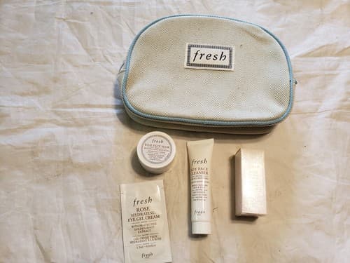 Fresh Skin Care Makeup Cosmetic Bag Rose Face Mask Eye Gel Cream Cleanser Toner. - Image 1