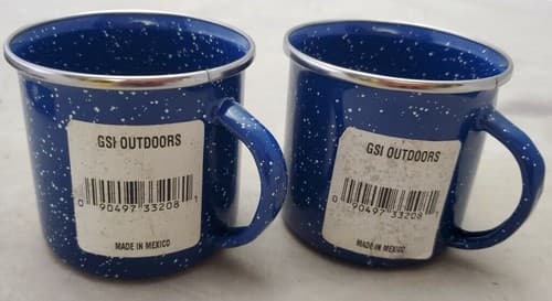 Two GSI Outdoor Blue Enamelware Coffee Beverage Cups Mug Camping Hunting Fishing - Image 1