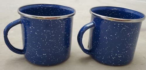 Two GSI Outdoor Blue Enamelware Coffee Beverage Cups Mug Camping Hunting Fishing - Thumbnail 2