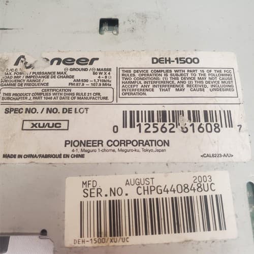 Pioneer DEH-1500 Car Stereo CD Player Receiver - Thumbnail 4