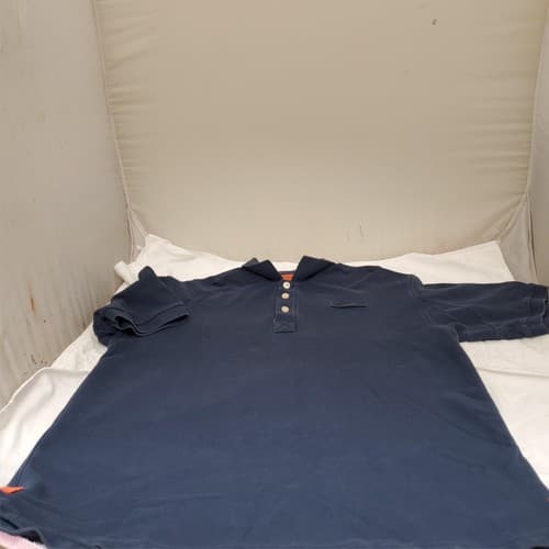 Orvis Men's Blue Short Sleeve Size L-T Polo Shirt with Orange Collar - Thumbnail 5