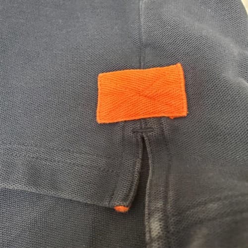 Orvis Men's Blue Short Sleeve Size L-T Polo Shirt with Orange Collar - Thumbnail 6