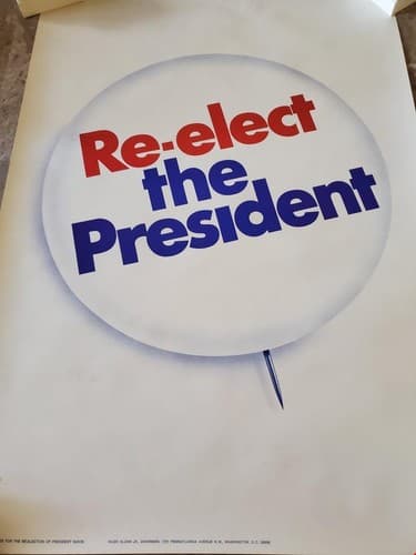Rare Richard Nixon Re-elect The President Political Campaign Poster - Thumbnail 3