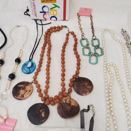 Lot of Assorted Various Silver, Pearl, Beads Necklaces LOT-10 - Thumbnail 4