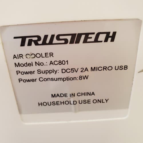 TRUSTECH AC801 7-Color Portable Air Cooling Mini Air Cooler LOT 525 - Thumbnail 8