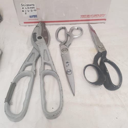 Lot of 3 Straight Cut Tinner Snips Pinking Shears Scissors #5 - Image 1