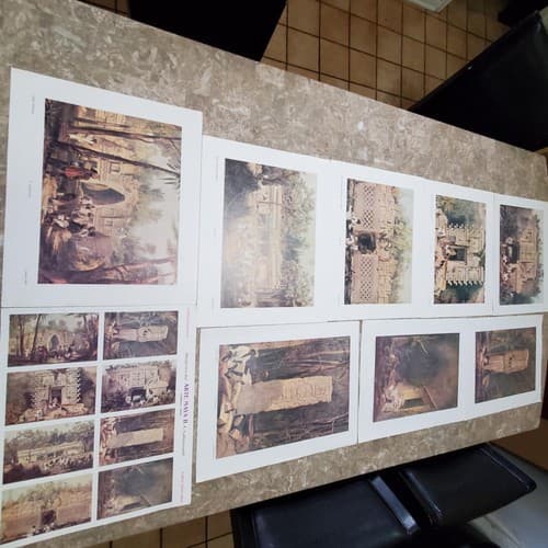 Lot of 9 Art Prints of Ruins and Temples - Image 1