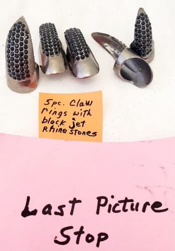 Set of 5 Claw Nail Rings with Jet Black Punk Crystal Rhinestone - Thumbnail 5