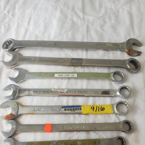 12 Pcs 12 Point SAE Combination Wrench Set - Lot 412 - Thumbnail 5