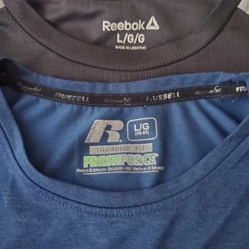 Lot of 4 Size L Rebook, Russell & Other Brand Dry Fit Short Sleeve Shirt Mens - Thumbnail 10