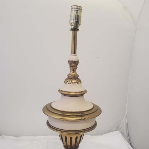 Vintage Stiffel Solid Brass Urn Trophy Ivory Enamel Lamp K - Thumbnail 4