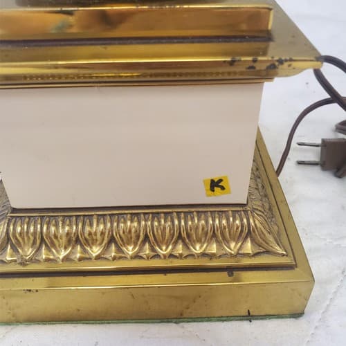 Vintage Stiffel Solid Brass Urn Trophy Ivory Enamel Lamp K - Thumbnail 2