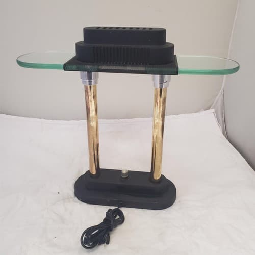 Vintage Portable Brass and Black Halogen Desk Lamp R - Thumbnail 4