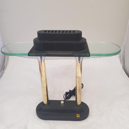 Vintage Portable Brass and Black Halogen Desk Lamp R - Thumbnail 3