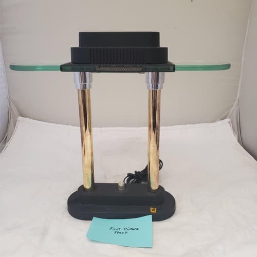 Vintage Portable Brass and Black Halogen Desk Lamp R - Image 1