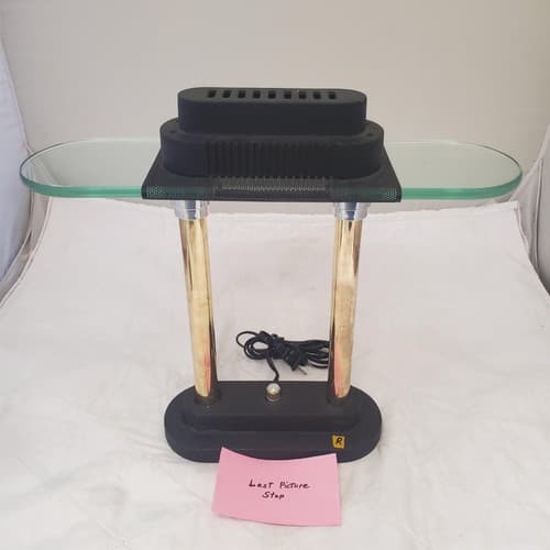 Vintage Portable Brass and Black Halogen Desk Lamp R - Thumbnail 7