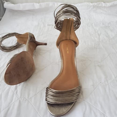 Coach Manya Size 8.5B Kitten Heel Super Soft Metallic In Napa Leather Light Gold - Thumbnail 4