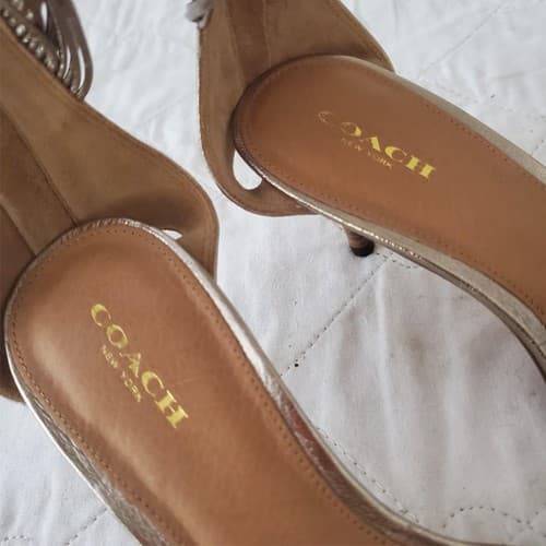 Coach Manya Size 8.5B Kitten Heel Super Soft Metallic In Napa Leather Light Gold - Thumbnail 5
