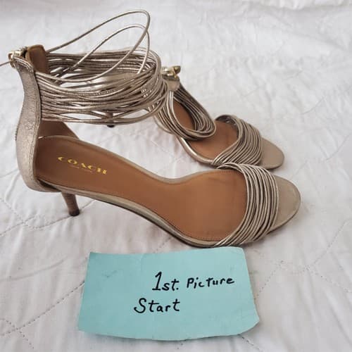 Coach Manya Size 8.5B Kitten Heel Super Soft Metallic In Napa Leather Light Gold - Image 1