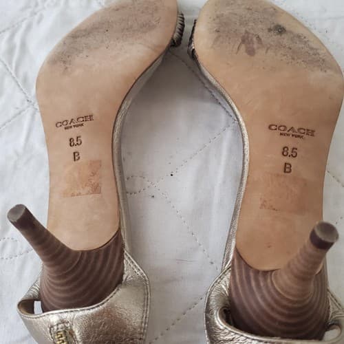 Coach Manya Size 8.5B Kitten Heel Super Soft Metallic In Napa Leather Light Gold - Thumbnail 9