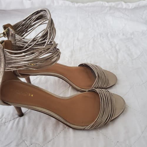 Coach Manya Size 8.5B Kitten Heel Super Soft Metallic In Napa Leather Light Gold - Thumbnail 3