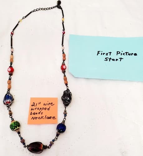 21" Wire Wrapped Beads Necklace - Image 1