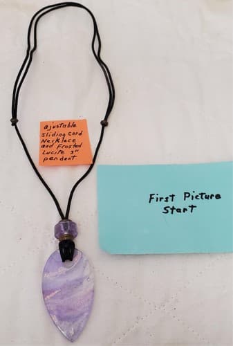Frosted Lucite 3" Pendant with Ajustable Sliding Cord Necklace - Image 1