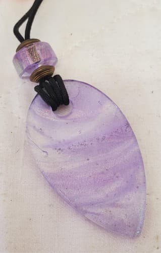 Frosted Lucite 3" Pendant with Ajustable Sliding Cord Necklace - Thumbnail 4