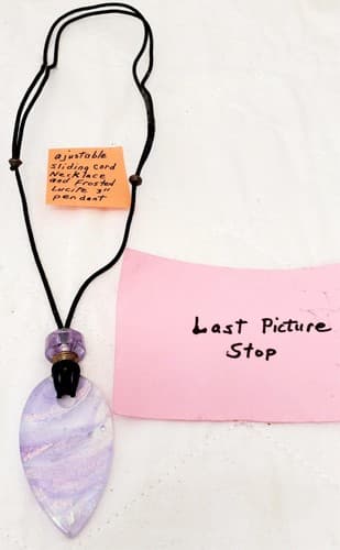 Frosted Lucite 3" Pendant with Ajustable Sliding Cord Necklace - Thumbnail 5