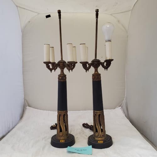 Lot of 2 Vintage Brass Candelabra Table Lamps A13 - Image 1
