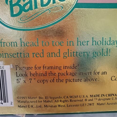 Barbie 1993 - Mattel Happy Holidays Special Edition Barbie Doll - Thumbnail 6