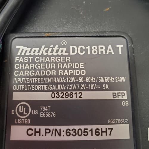 MAKITA DC18RC 7.2V 14.4V 18V Battery Rapid Charger LOT 616 - Thumbnail 5